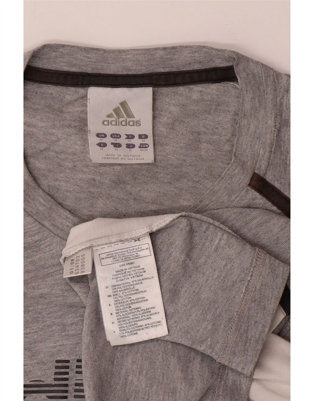 ADIDAS Mens Graphic T-Shirt Top Medium Grey Colourblock Cotton