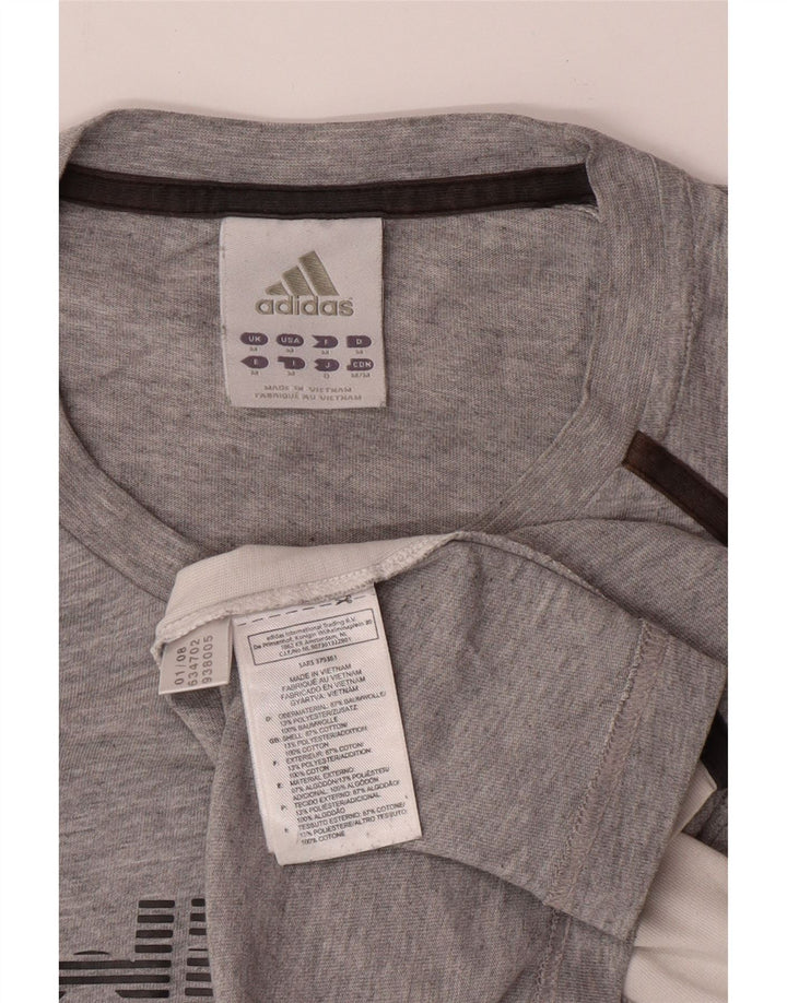 ADIDAS Mens Graphic T-Shirt Top Medium Grey Colourblock Cotton