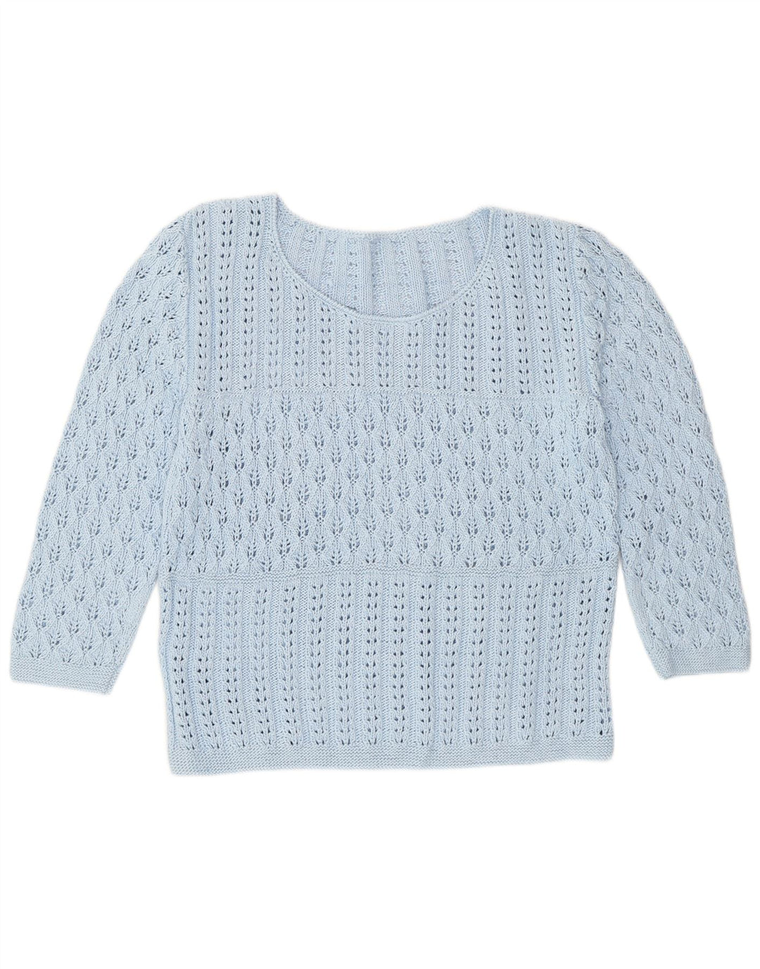 Maglione vintage da donna con scollo a barca con maniche a 3/4 UK 14 Blu medio