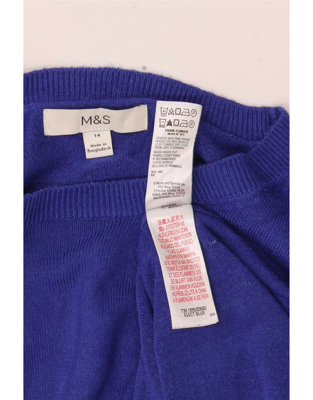 Maglione maglione con scollo a barca da donna Marks & Spencer UK 14 Acrilico blu medio
