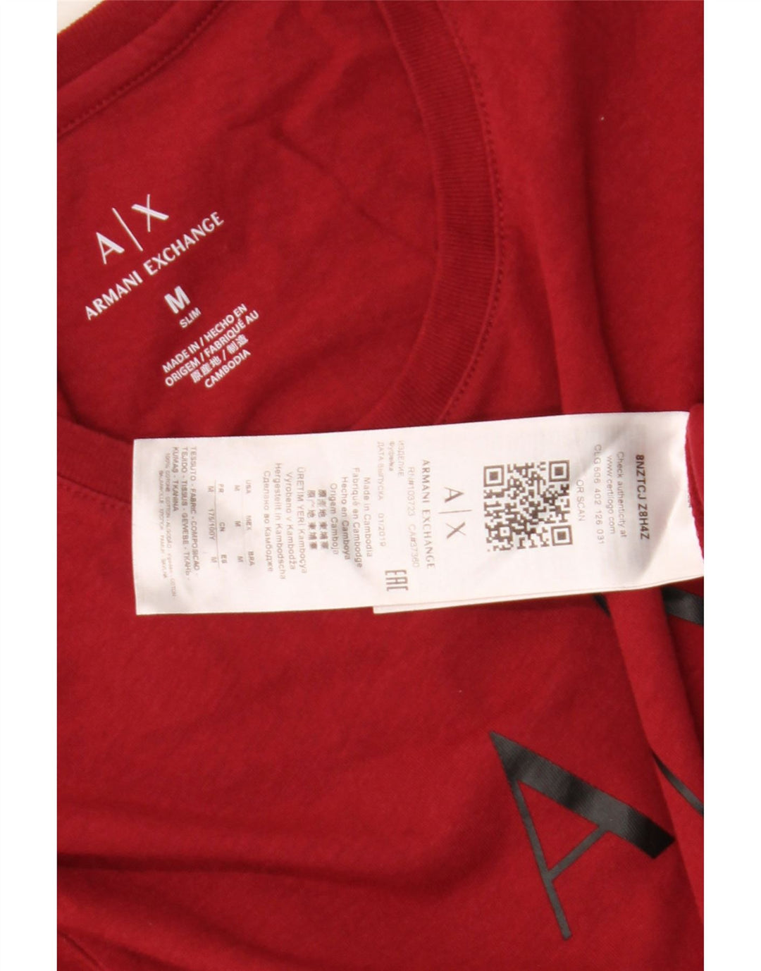 T-shirt grafica da uomo Armani Exchange Top in cotone rosso medio