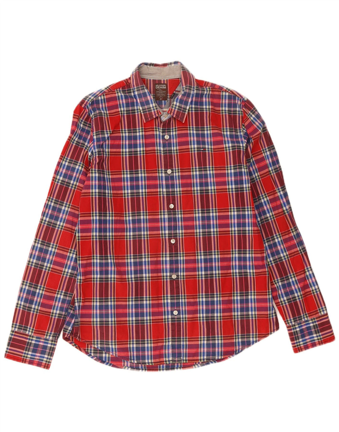 Camicia da uomo Tommy Hilfiger XL in cotone scozzese rosso