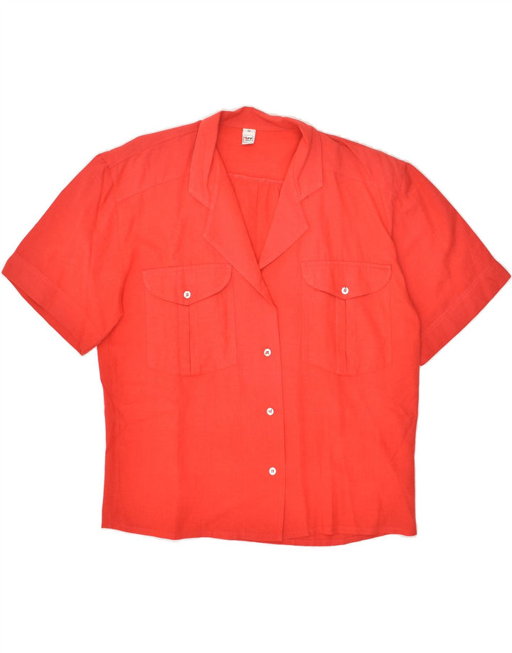 TRU Womens Short Sleeve Shirt EU 38 Medium Red Viscose | Vintage Tru | Thrift | Second-Hand Tru | Used Clothing | Messina Hembry 