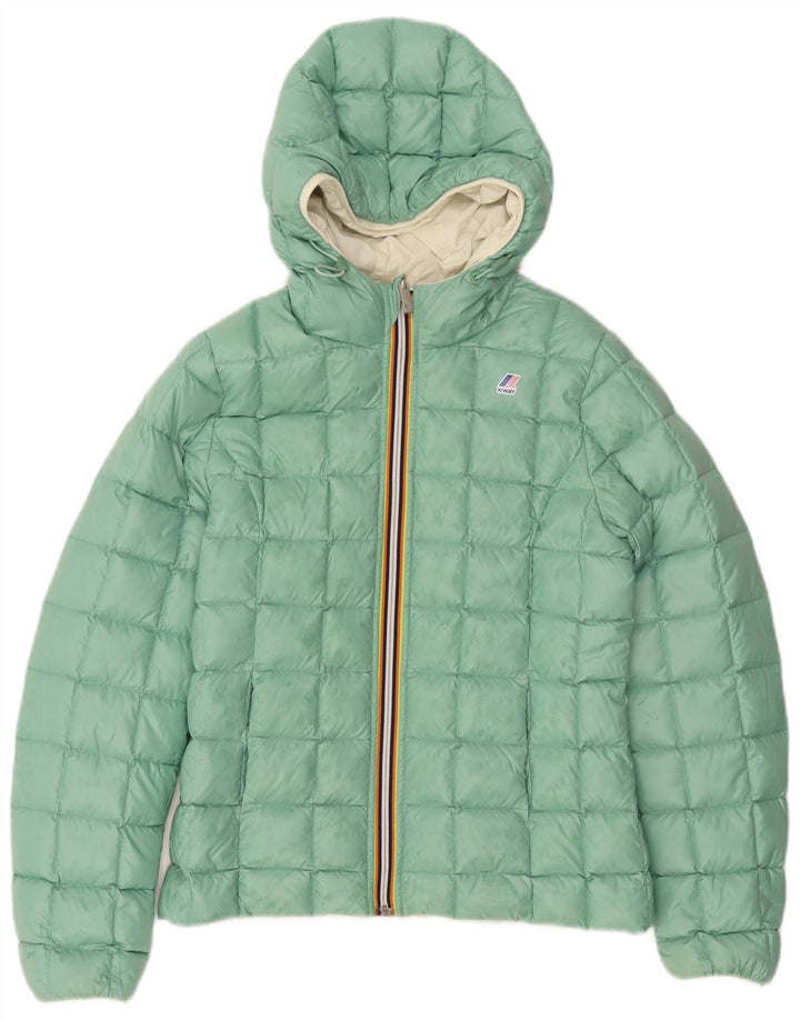 Giubbotto imbottito reversibile con cappuccio per bambina K-Way 11-12 anni in poliammide bianco sporco