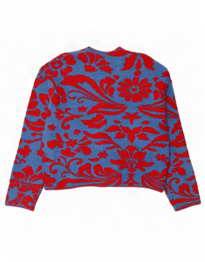 Maglione cardigan da donna Zara UK 14 Poliestere floreale blu medio