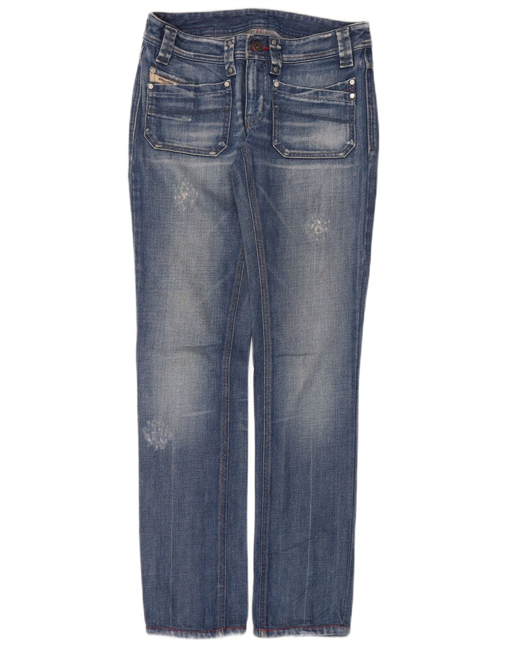 Jeans dritti invecchiati da donna Diesel W30 L32 cotone blu