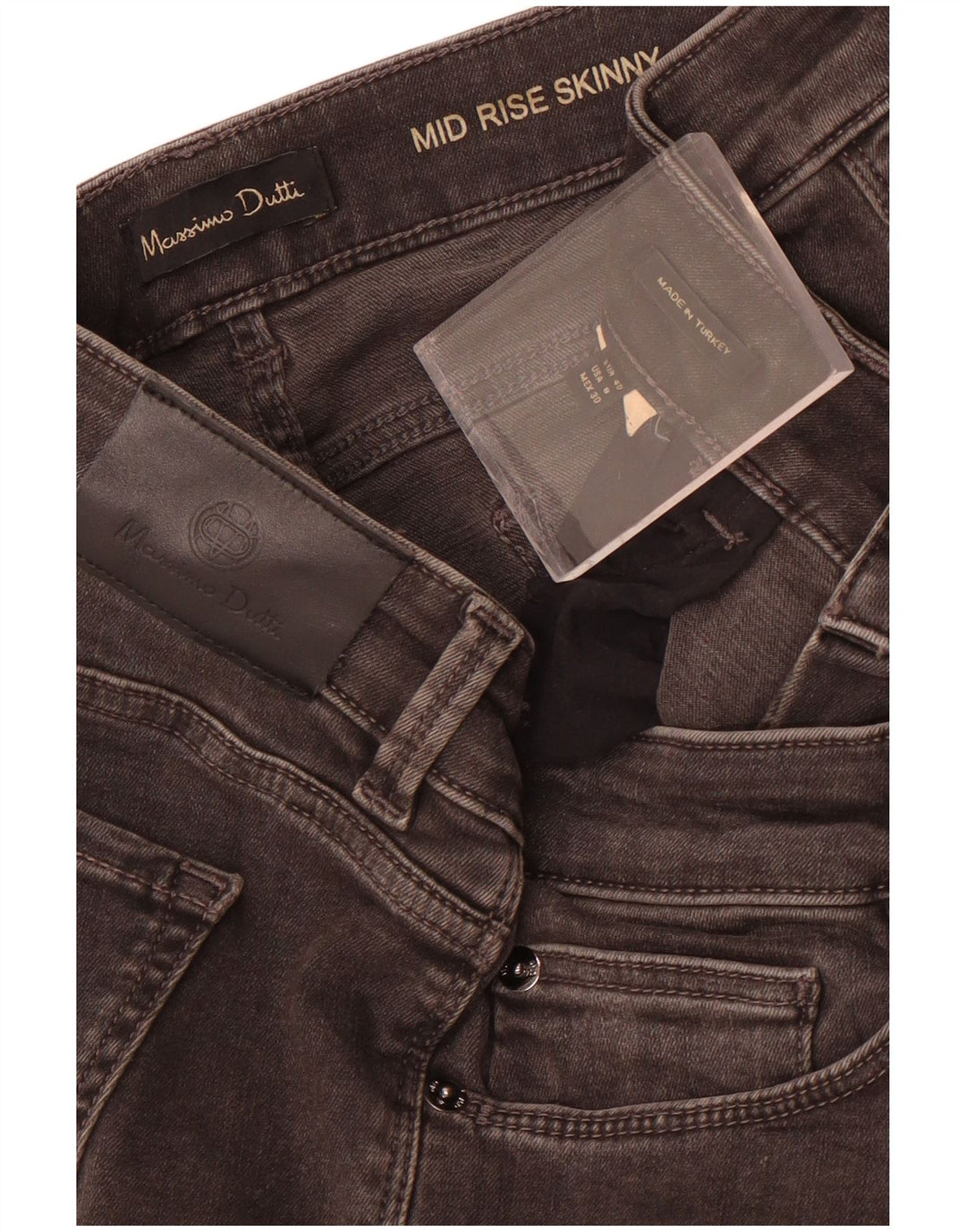 Jeans skinny da donna a vita media Massimo Dutti EU 40 Medio W30 L30 Grigio