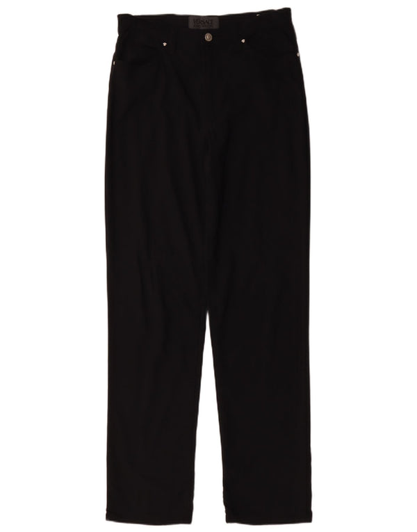 Pantaloni casual dritti da donna Versace W32 L31 neri in poliammide