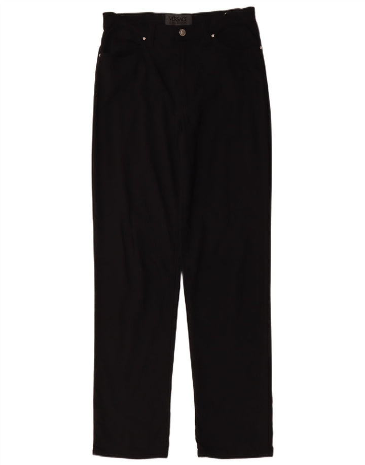 Pantaloni casual dritti da donna Versace W32 L31 neri in poliammide