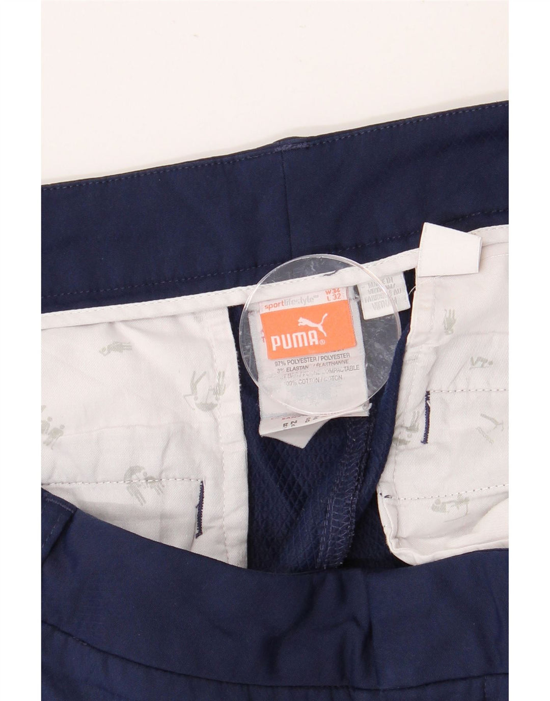 Pantaloni chino slim da uomo PUMA W34 L32 poliestere blu navy