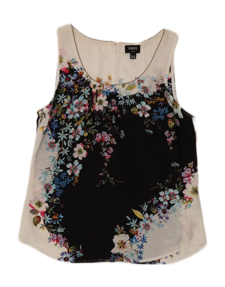 Camicetta senza maniche da donna Oasis UK 8 Small Poliestere floreale bianco