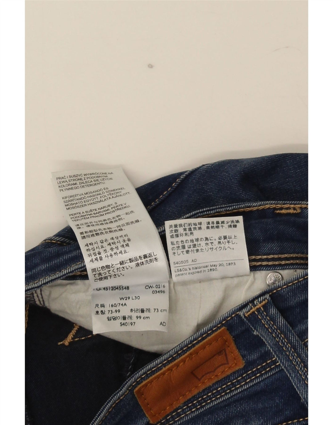 Jeans dritti a vita bassa da donna Levi's W29 L30 cotone blu