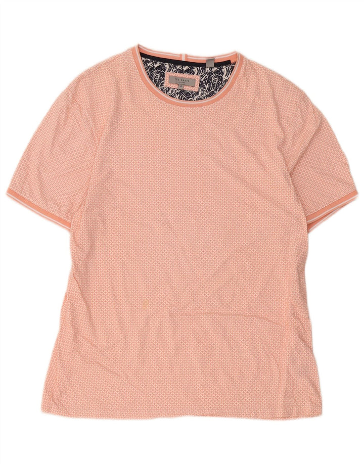 T-shirt da uomo Ted Baker taglia 5 XL cotone geometrico rosa