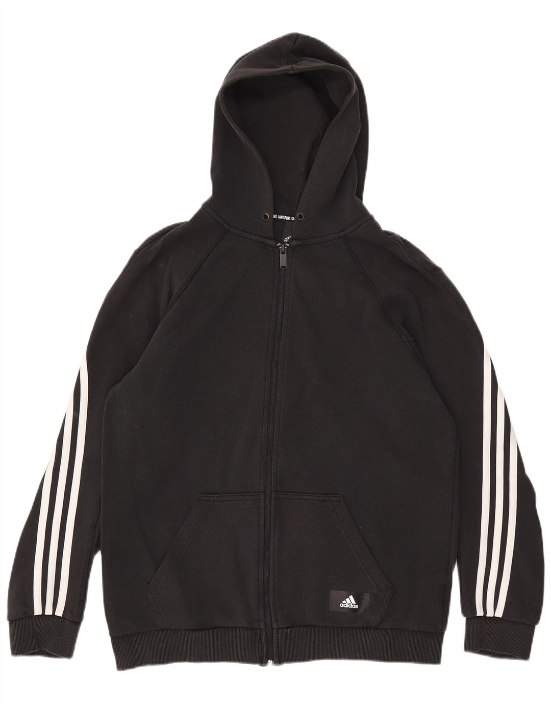 Maglione con cappuccio e zip Adidas da uomo in cotone nero medio