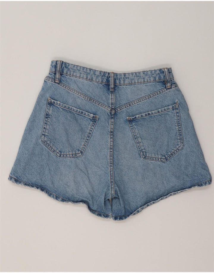 Pantaloncini in denim invecchiato ZARA da donna EU 40 medio W30 cotone blu