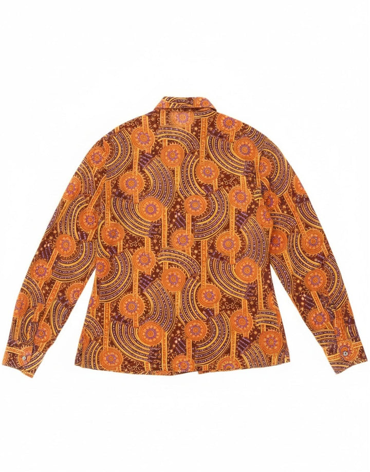 Camicia trasparente da donna vintage IT 44 Cotone geometrico marrone medio