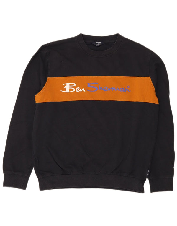 Felpa grafica da uomo Ben Sherman Maglione color block medio blu navy