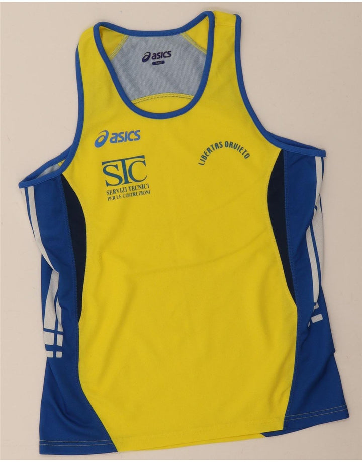 Asics - Canotta grafica da uomo, grande, in poliestere color block giallo