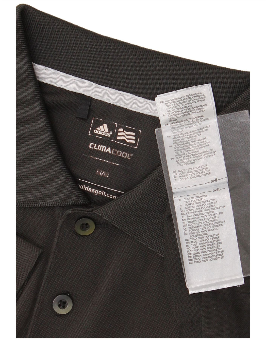 Polo Adidas Climacool da uomo in poliestere grigio medio