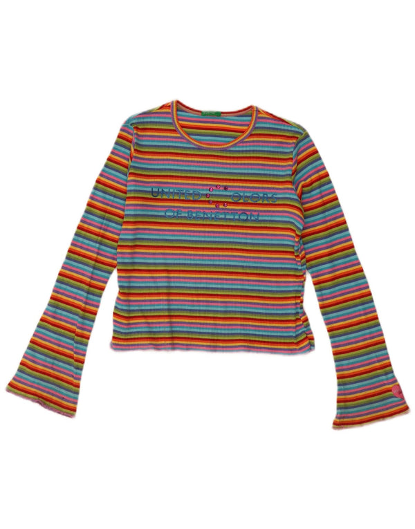 Top grafico per bambina Benetton manica lunga 11-12 anni XL a righe multicolore