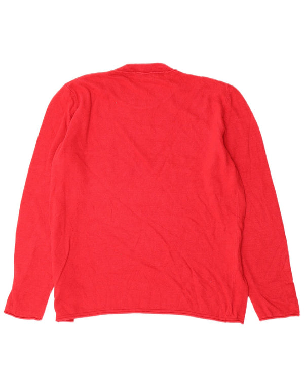 Maglione maglione girocollo da donna Benetton UK 16 Large rosso viscosa