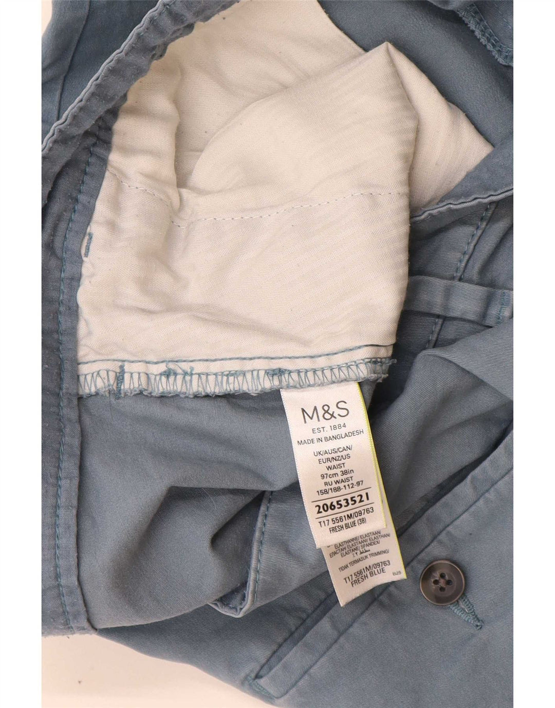 Pantaloncini chino da uomo Marks & Spencer W38 XL Blu