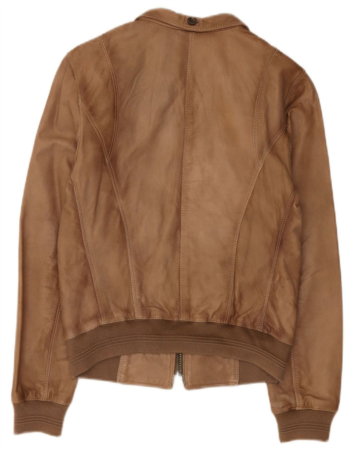 Giacca in pelle vintage da donna IT 44 in pelle beige medio