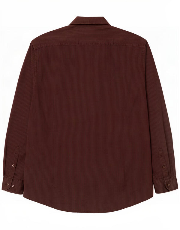 Aquascutum Camicia da uomo Taglia 46 18 2XL Cotone a righe marroni