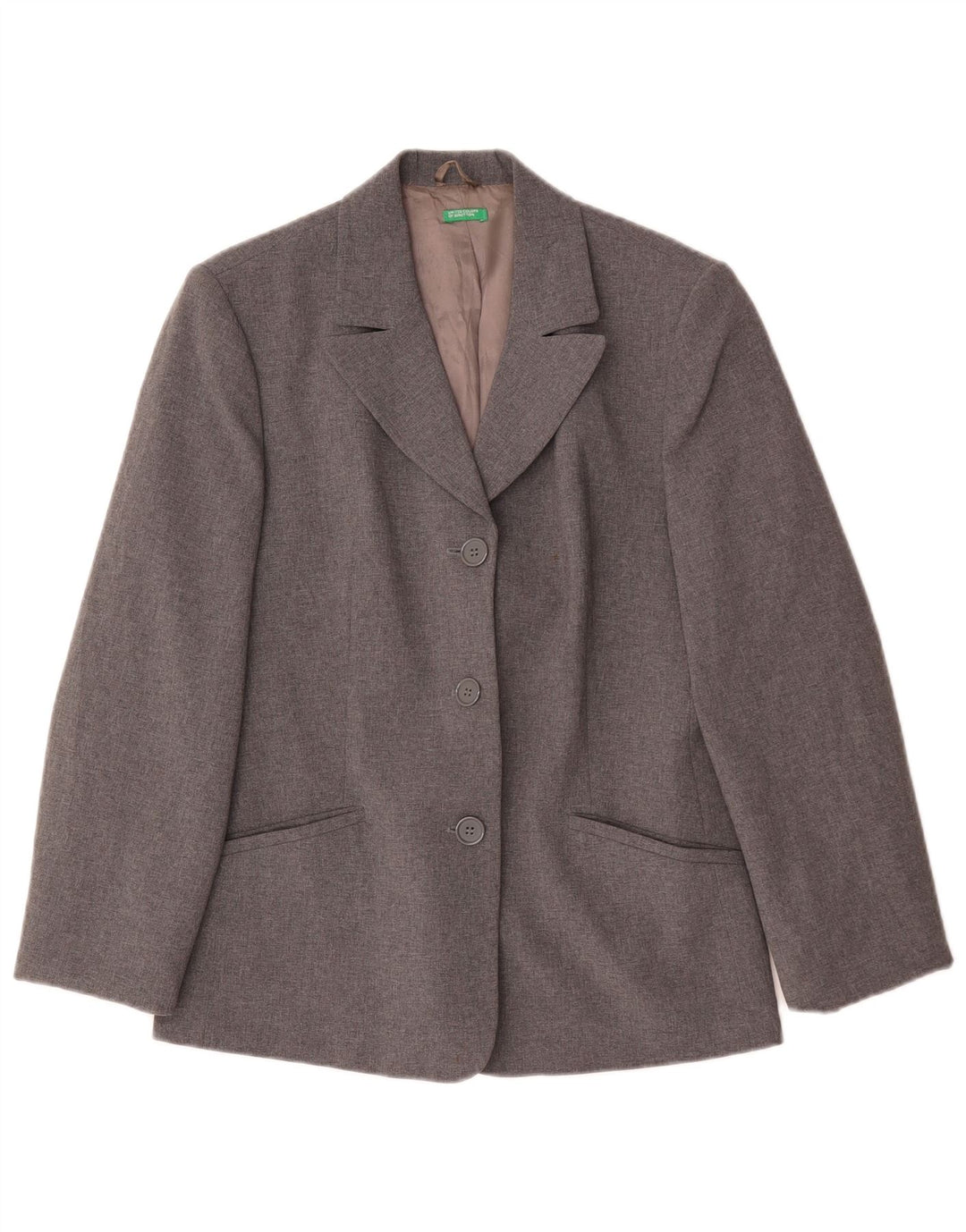 Giacca Blazer a 3 Bottoni da Donna Benetton IT 44 Poliestere Grigio Medio