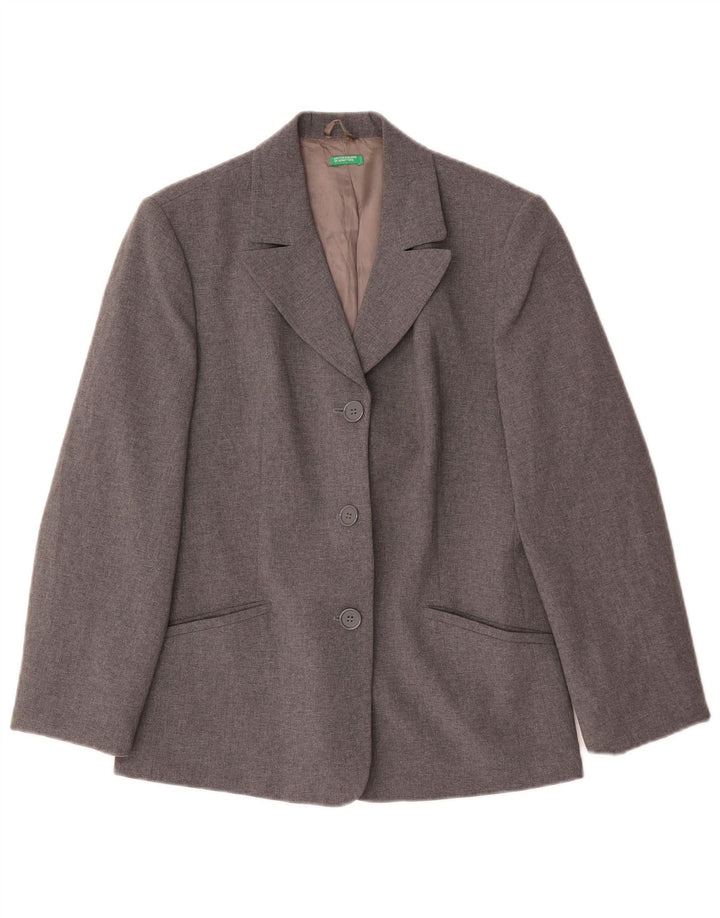 Giacca Blazer a 3 Bottoni da Donna Benetton IT 44 Poliestere Grigio Medio
