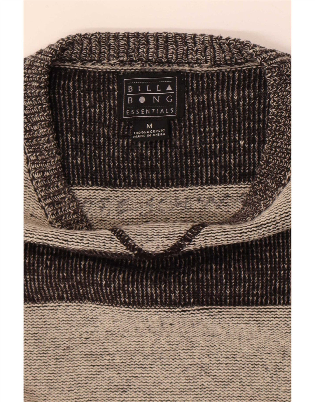 Billabong Maglione da uomo con scollo a barca Maglione in acrilico a righe grigio medio