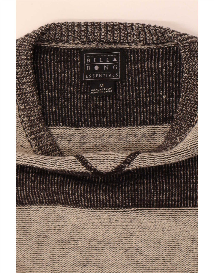 Billabong Maglione da uomo con scollo a barca Maglione in acrilico a righe grigio medio