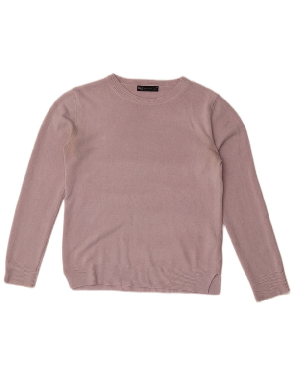 Maglione maglione girocollo da donna Marks & Spencer UK 10 piccolo acrilico rosa
