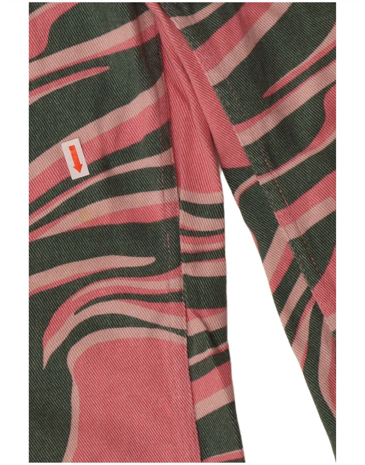 Jeans larghi da donna a vita alta Lucy & Yak W28 L29 cotone rosa con stampa animalier