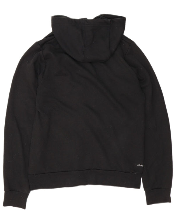 Maglione con cappuccio e zip grafica da uomo Adidas piccolo in poliestere nero