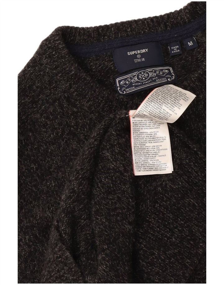 Maglione maglione girocollo da uomo Superdry in lana screziata grigio medio