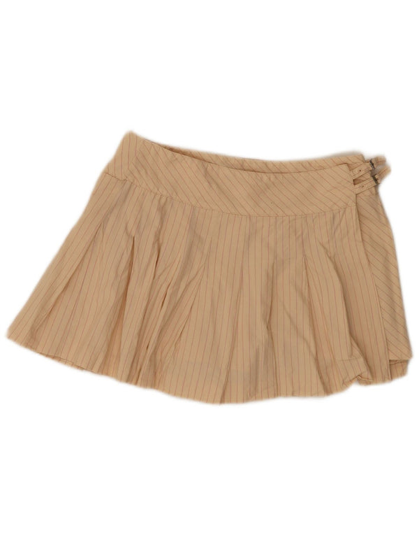 Gonna mini avvolgente da donna Zara media W28 cotone gessato beige