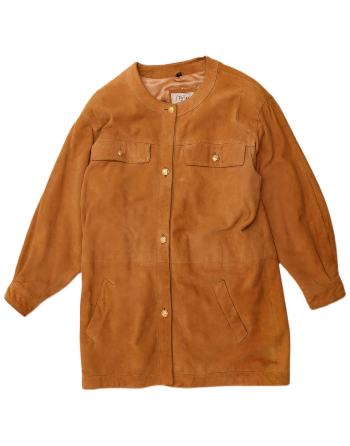 Soprabito oversize in pelle scamosciata da donna YORN EU 40 in pelle beige medio