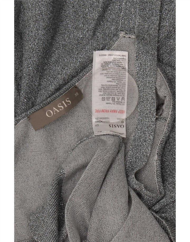 Canotta corta da donna Oasis UK 6 XS Viscosa chiazzata argento