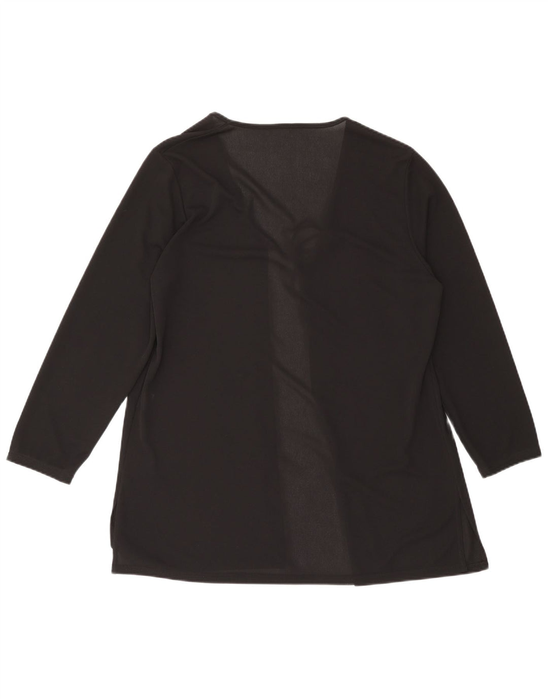 Top cardigan a maniche lunghe da donna vintage UK 16 grande poliestere nero