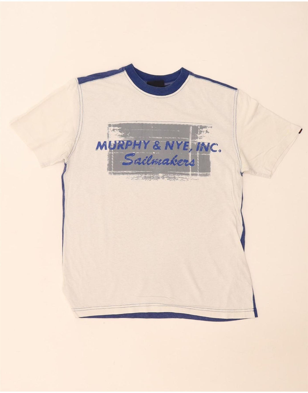 Murphy & Nye T-shirt grafica da uomo Top Small in cotone color block bianco