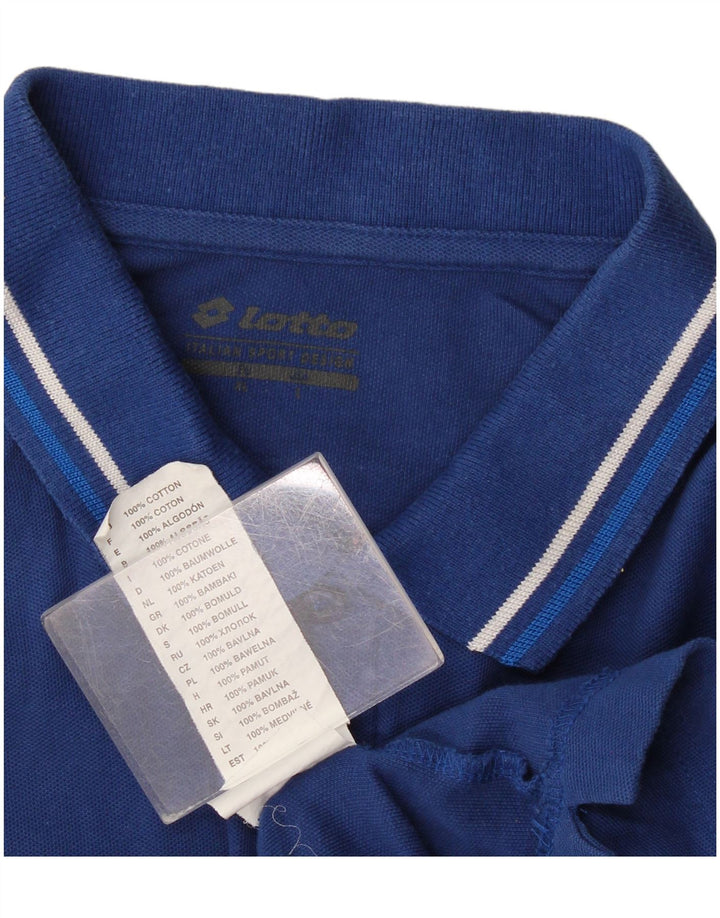 Polo da uomo a maniche lunghe Lotto Large in cotone blu