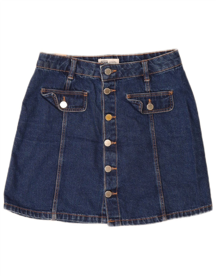 Minigonna di jeans Zara da donna piccola W26 in cotone blu