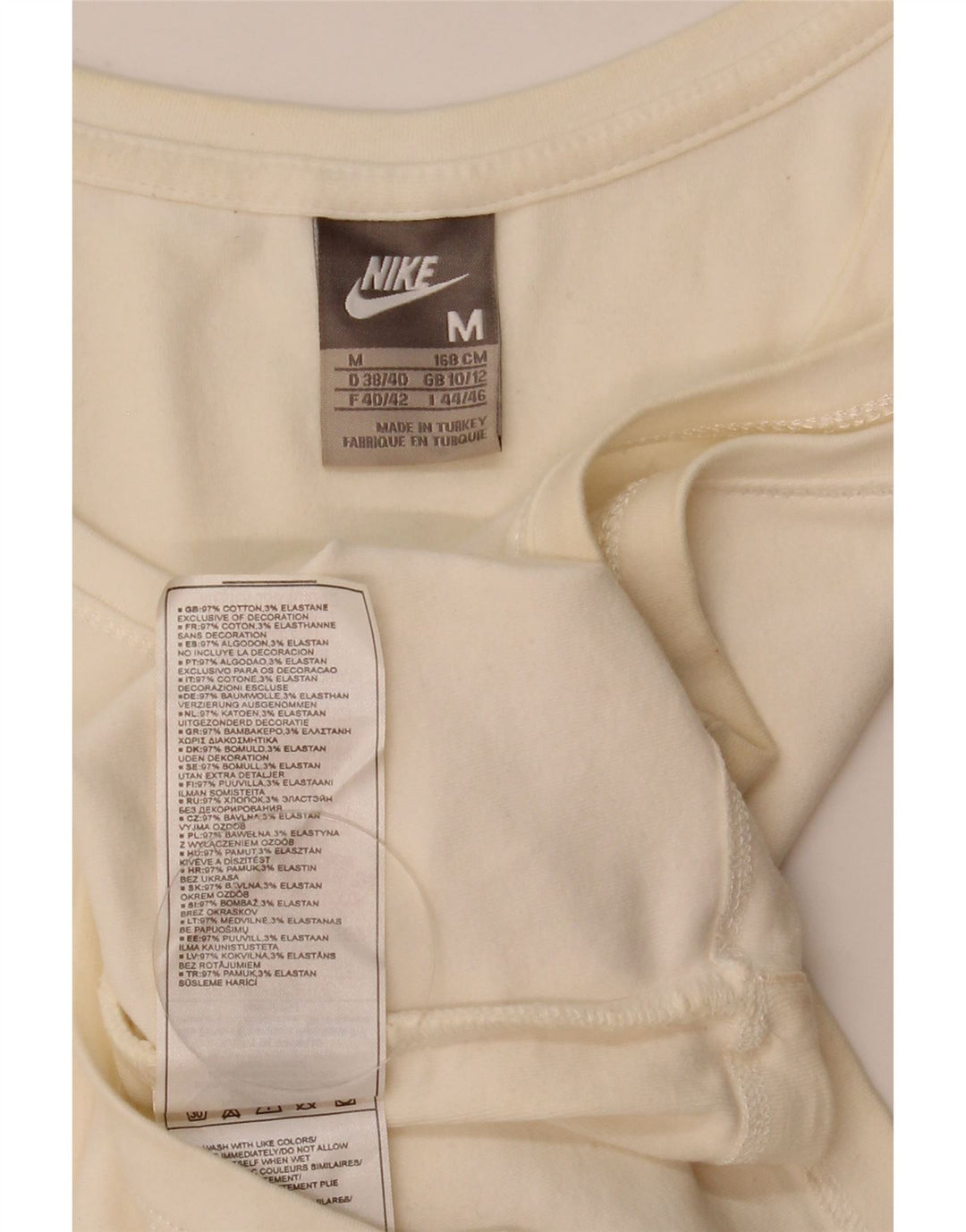 Canotta corta da donna Nike UK 10/12 cotone bianco medio