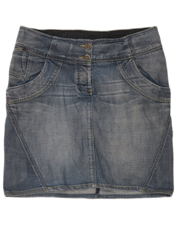 Gonna in denim da donna Fat Face UK 12 media W32 cotone blu