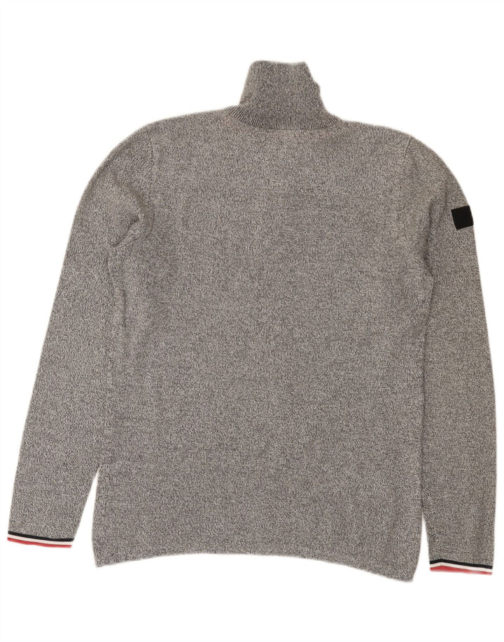 Maglione da uomo Jack & Jones con zip e collo piccolo grigio screziato