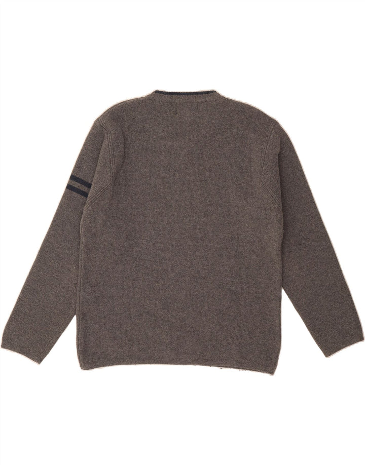 WOOLRICH Mens V-Neck Jumper Sweater Medium Grey Wool Vintage Woolrich and Second-Hand Woolrich from Messina Hembry 