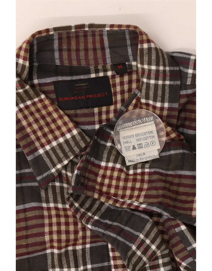 Camicia da uomo in flanella di European Project, cotone a quadri marrone medio
