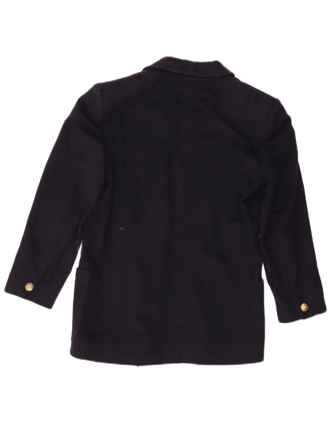 Jaeger Giacca Blazer Doppio Petto da Donna UK 6 XS Blu Navy Nuova Lana