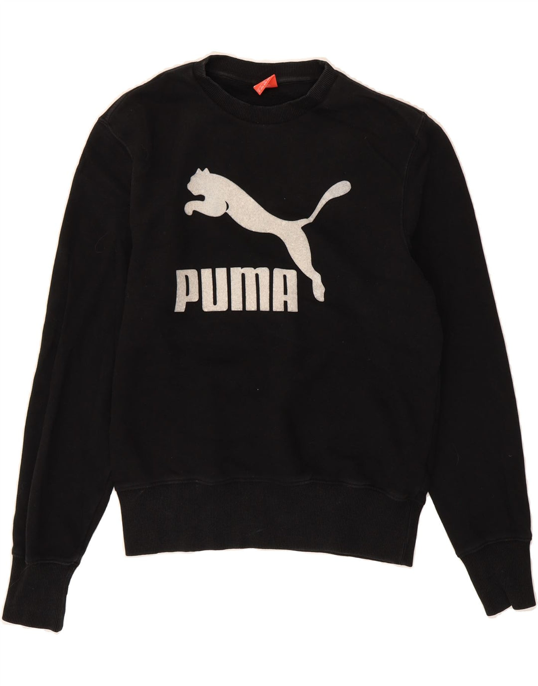 PUMA Mens Graphic Sweatshirt Jumper Medium Black Cotton Vintage Puma and Second-Hand Puma from Messina Hembry 